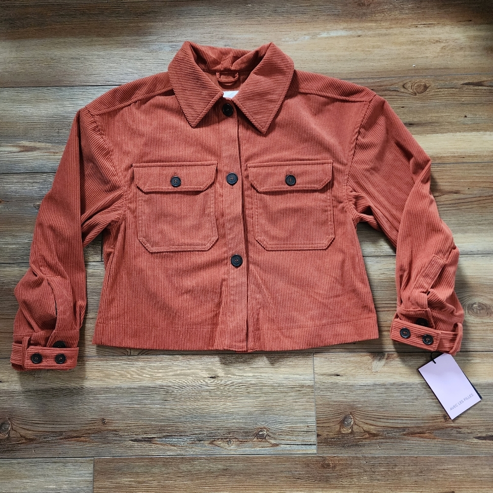 Avec Les Filles Corduroy Jacket Womens S Orange NEW